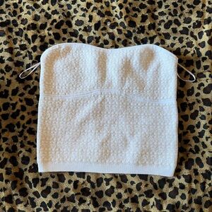 Express White Textured Crop Top